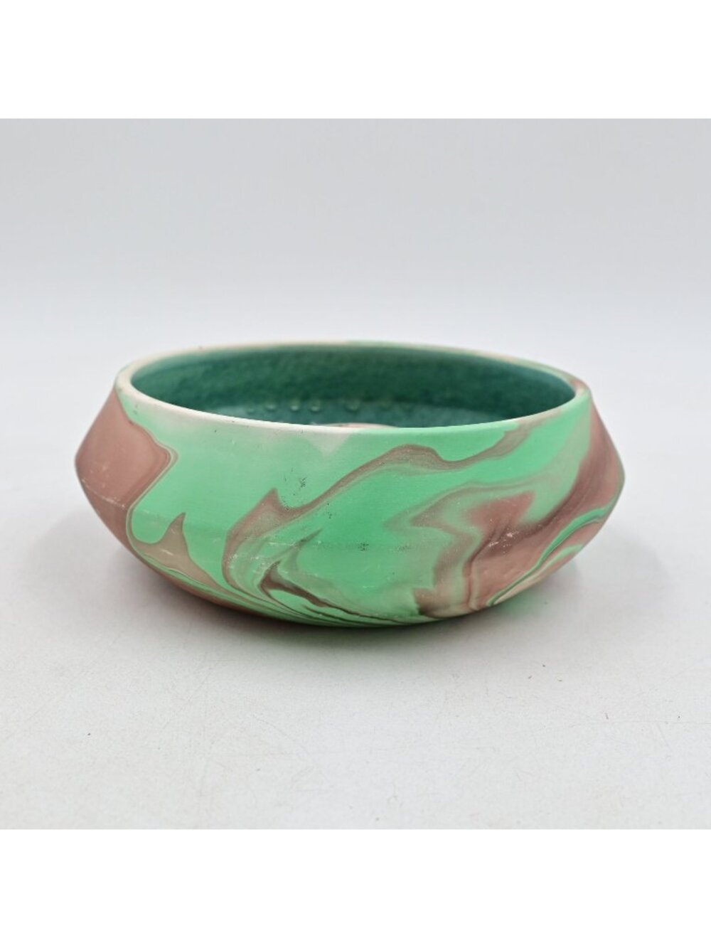 Garden of the Gods Swirl Pottery Bowl W/ Flower Stem Holder Vintage